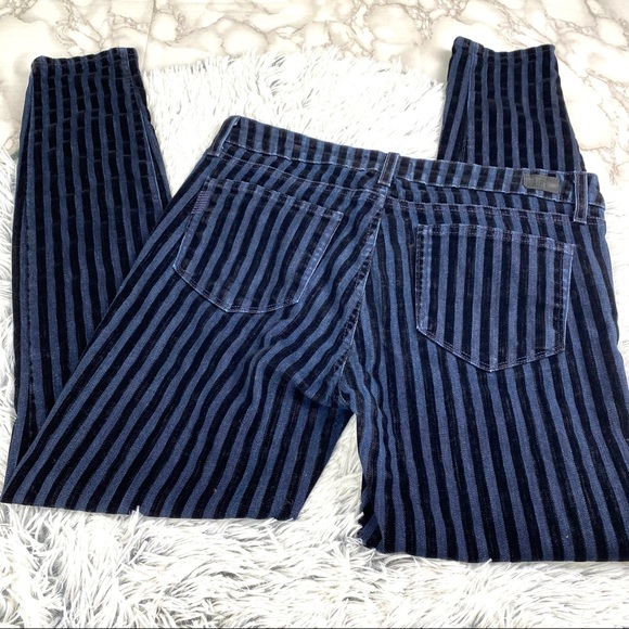 Paige Verduga Ultra Skinny Velvet Flocked Striped Dark Wash Jeans EUC 31 - Picture 3 of 13